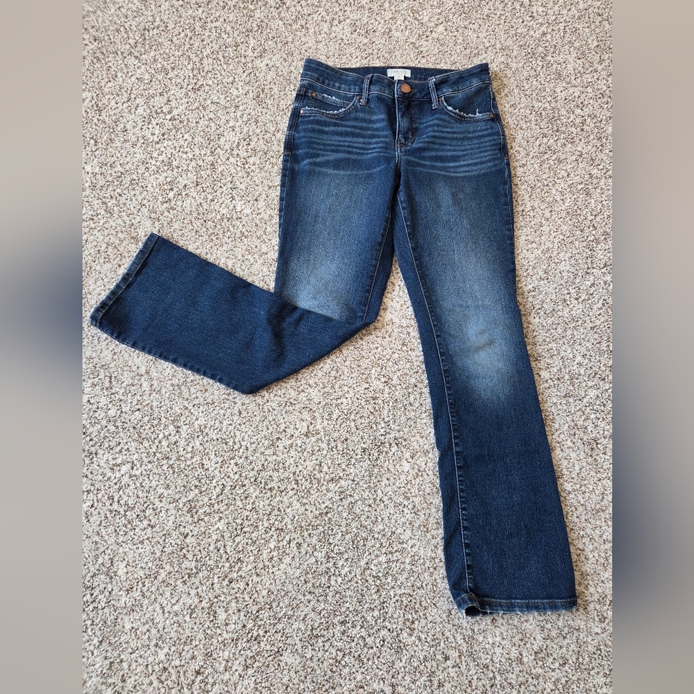 Women's Medium Rinse Slight Distressed Boot Cut Jeans Petite 4